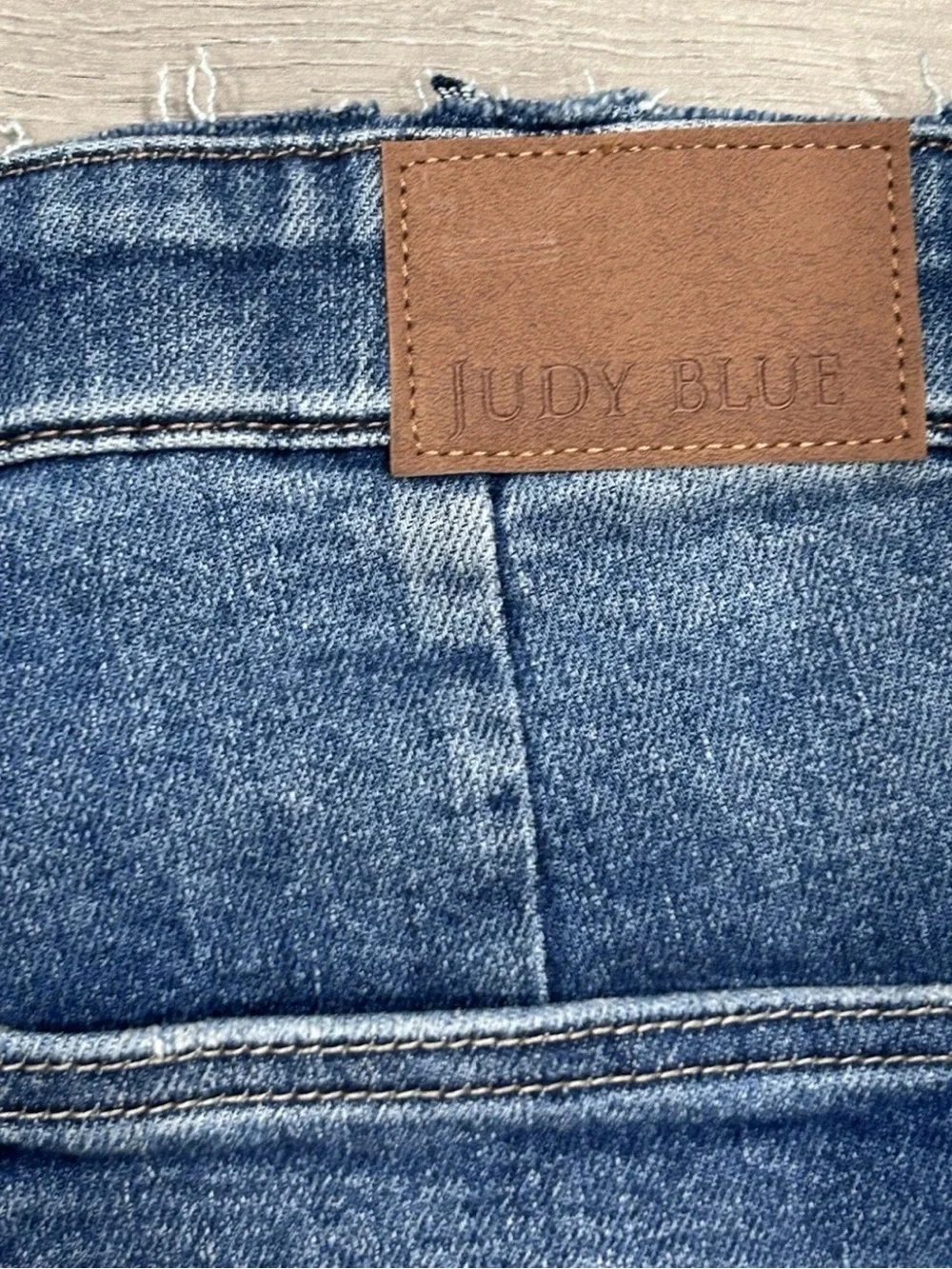 Judy Blue High Rise Wide Leg Jeans 3XL Jumpsuit Style Raw Waist Frayed Blue 34